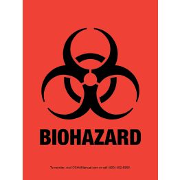 Biohazard Labels, 4 x 3 Inches, 100 Labels per Roll, Adhesive, Non-Glossy Finish